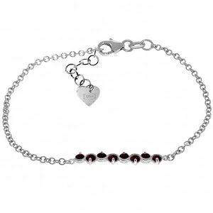 silver bracelet with engraved coordinates for family reunion-1.55 Carat 14K Solid White Gold Bracelet Natural Garnet