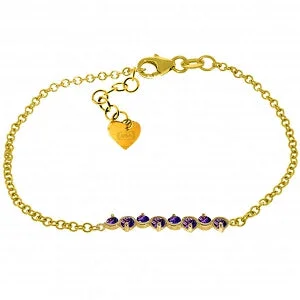 silver bracelet with custom charm for meaningful gift-1.55 Carat 14K Solid Yellow Gold Bracelet Natural Amethyst