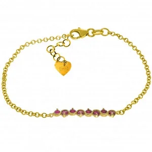 luxury gold bracelet with diamonds and engraved message-1.55 Carat 14K Solid Yellow Gold Bracelet Natural Ruby