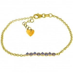 silver bracelet with charm for friendship gift-1.55 Carat 14K Solid Yellow Gold Bracelet Natural Tanzanite