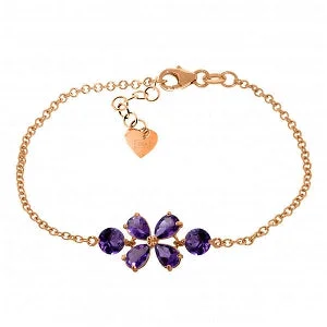 silver bracelet with angel charm for protection and love-3.15 Carat 14K Solid Rose Gold Bracelet Natural Amethyst