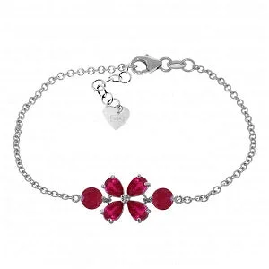 custom charm bracelet with engraved initials for family-3.15 Carat 14K Solid White Gold Bracelet Natural Ruby