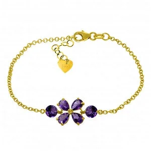 luxury bracelet with custom engraving for birthday gift-3.15 Carat 14K Solid Yellow Gold Bracelet Natural Amethyst