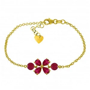 gold bracelet with personalized charm for loved ones-3.15 Carat 14K Solid Yellow Gold Bracelet Natural Ruby