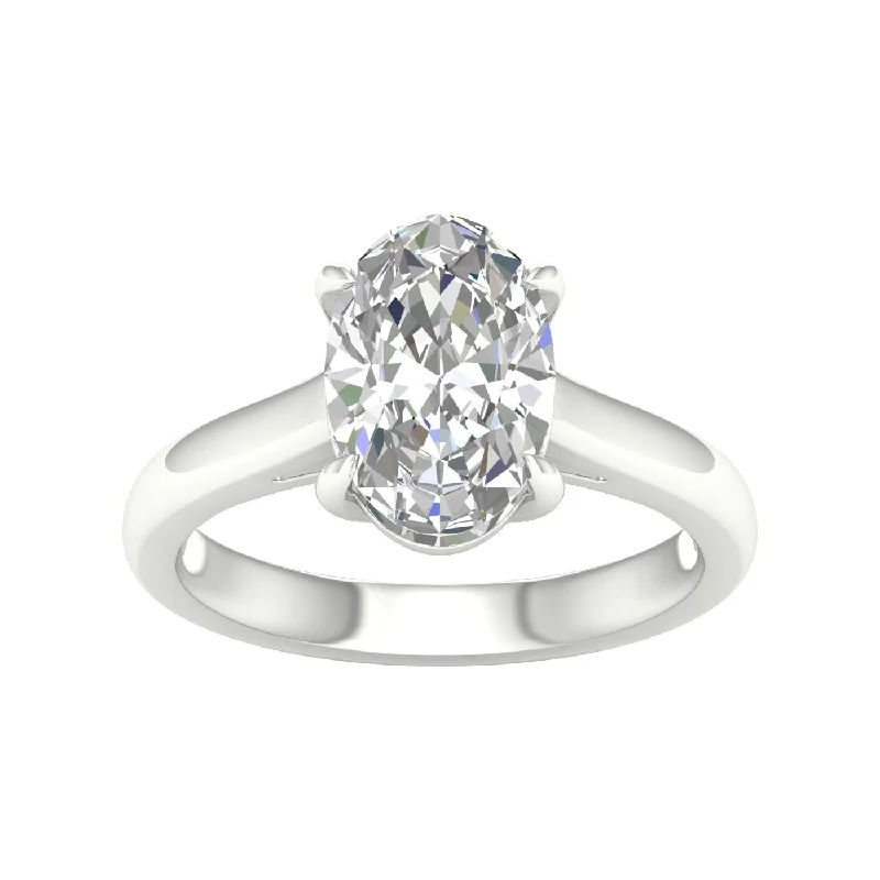 custom engagement rings for men with diamonds and sapphires-14K White Gold Lab Grown 3.10ct Oval Diamond Engagement Ring