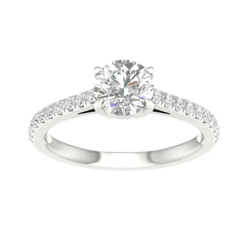 women’s custom engagement rings with diamonds for wedding-14K White Gold Lab Grown Round Diamond Engagement Ring