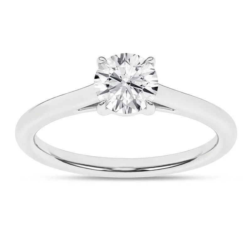 women’s custom engagement rings with diamonds for wedding rings-14K White Gold Lab Grown Round Diamond Solitaire Engagement Ring