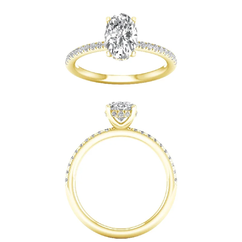 women’s engagement rings with sapphires and rubies for wedding engagement-14K Yellow Gold Lab Grown 2.30ctw Oval Diamond Engagement Ring