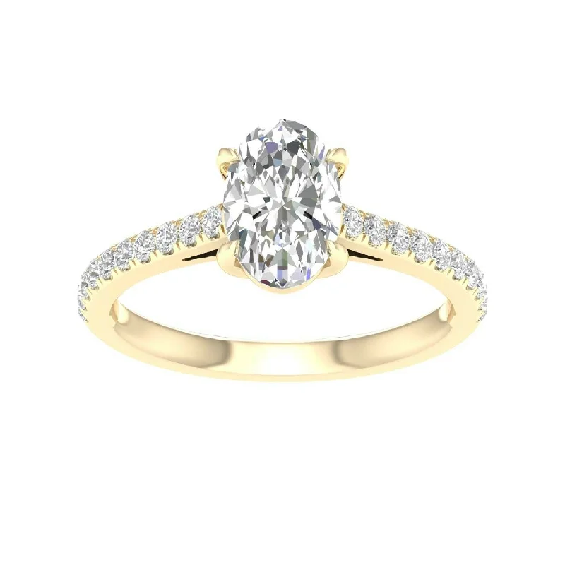 women’s custom wedding rings with diamonds and sapphires-14K Yellow Gold Lab Grown Oval Diamond Engagement Ring