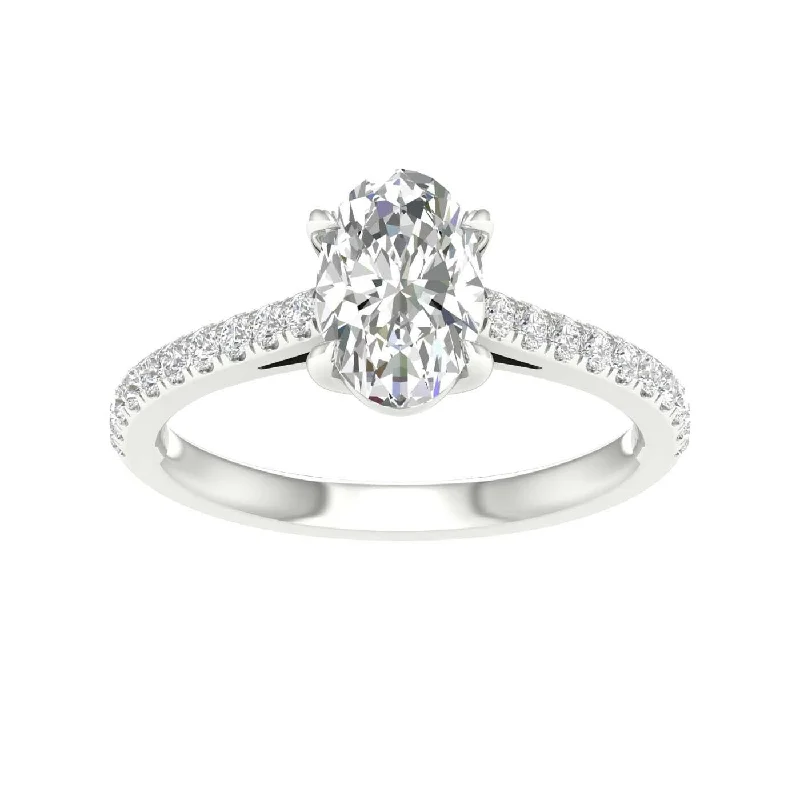 women’s platinum engagement rings with diamonds for wedding-14K White Gold Lab Grown Oval Diamond Engagement Ring