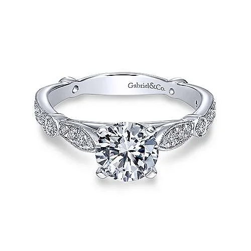 women’s engagement rings with diamonds for men’s wedding bands-14K White Gold Round Diamond Engagement Ring