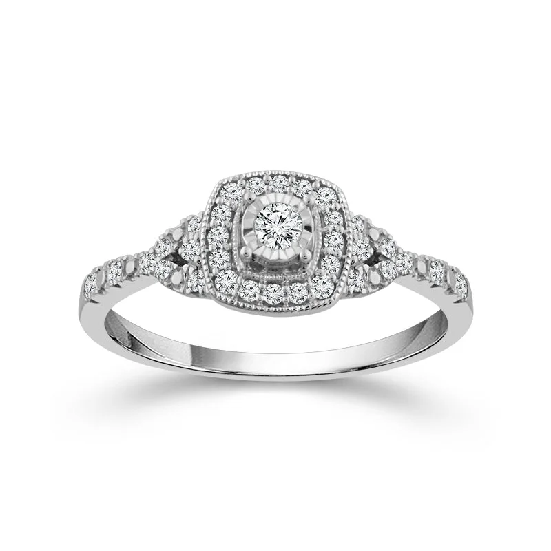 platinum engagement rings for women with sapphires and rubies-10K White Gold Halo Diamond Engagement Ring