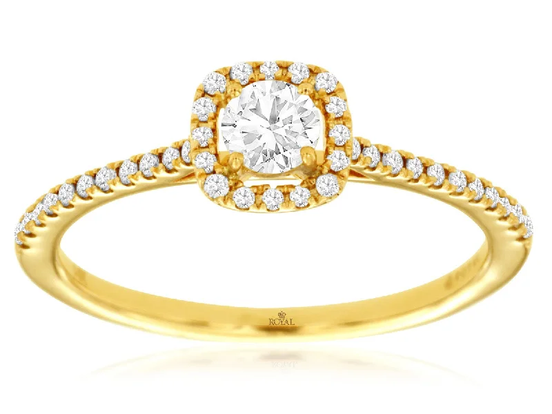 custom wedding rings for men with diamonds and rubies for wedding-14K Yellow Gold Round Diamond Engagement Ring