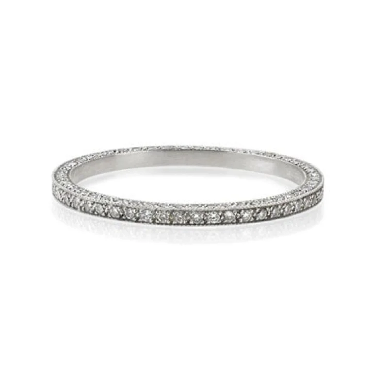 women’s wedding bands with rubies and diamonds for engagement-Platinum Vintage Eternity Wedding Band