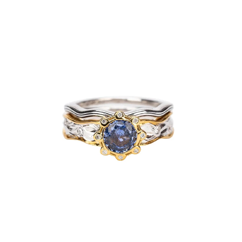 men’s rings with sapphires and rubies for engagement-14k Gold Rocks n' Rivers Blue Sapphire Ring 3 Piece Ring