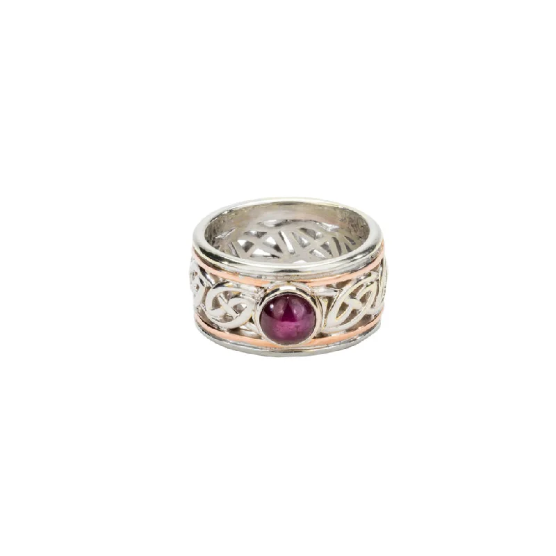 custom wedding rings with sapphires and diamonds for men-14k White and Rose Gold Ruby 'Isla' Ring