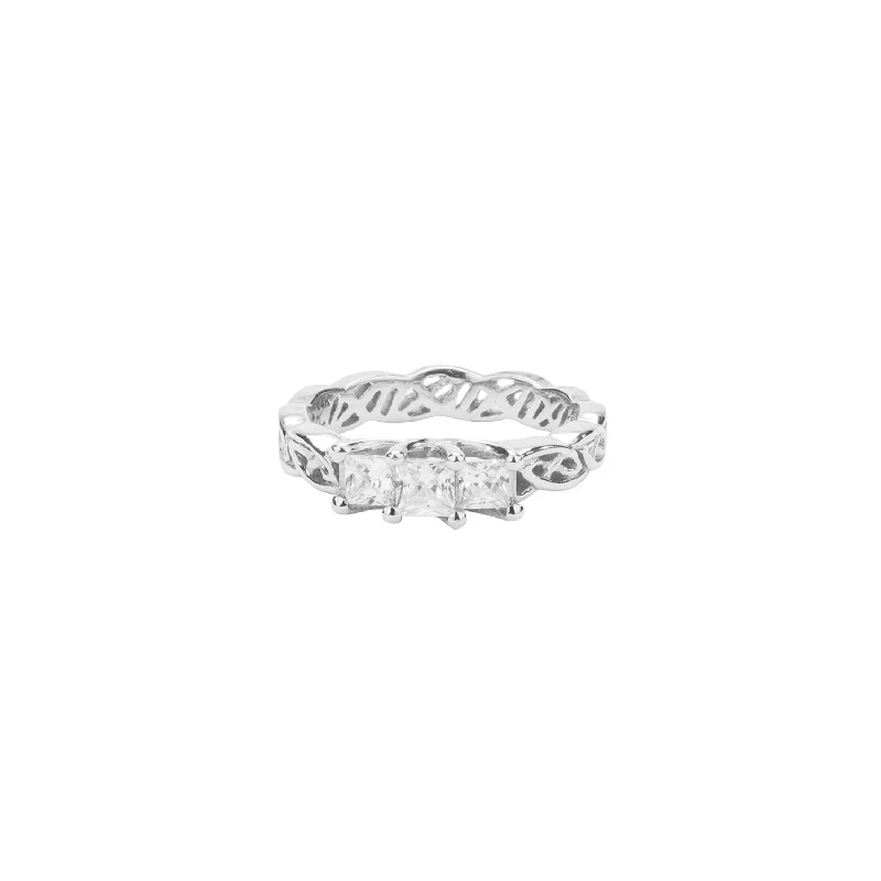 platinum engagement rings with sapphires for engagement rings-14k White Gold and Cubic Zirconia 'Maree' Eternity Knot Ring