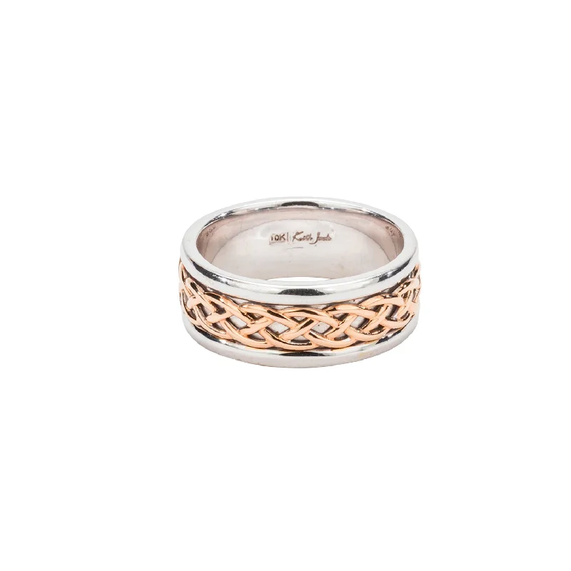 custom wedding bands with sapphires and diamonds for women-10k White and Rose Gold Celtic Weave 'Kelty' Ring