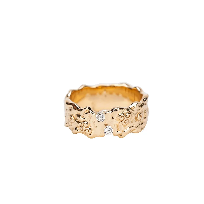 women’s platinum rings with diamonds for engagement rings-10k Yellow Gold Rocks 'n Rivers Diamond Ring