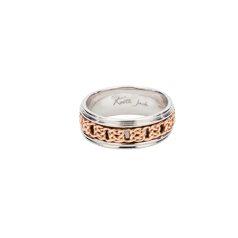 women’s rings with sapphires and rubies for wedding rings-10k White and Rose Gold Celtic Gate Knot 'Braan' Ring