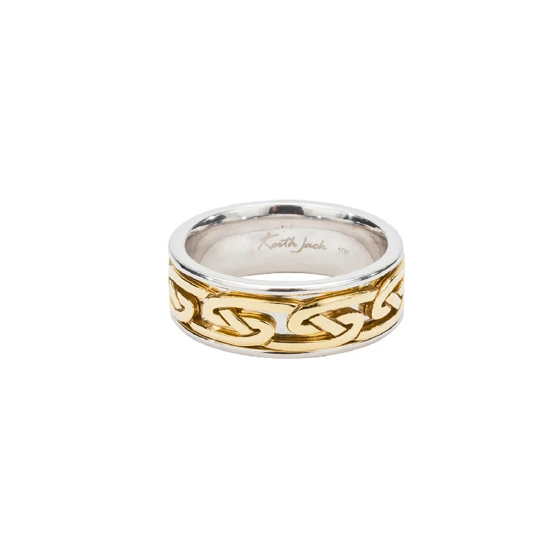 custom platinum rings for women with sapphires-White and Yellow Gold Celtic Knot Wedding  'Laro' Ring - Custom Order