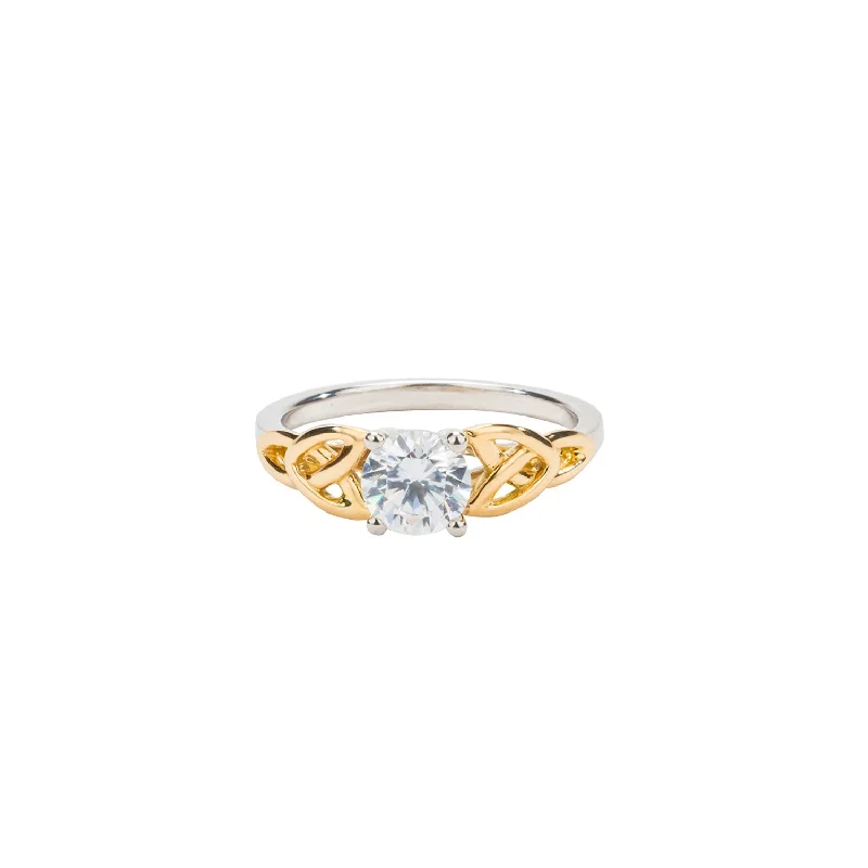 women’s custom rings with diamonds and sapphires for engagement-14k White and Yellow Gold Certified Lab Grown 1.17 ct Diamond Trinity Ring