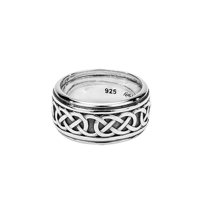 men’s wedding bands with diamonds and rubies for engagement-Silver Celtic Love Knot with Rails 'Moidart' Ring