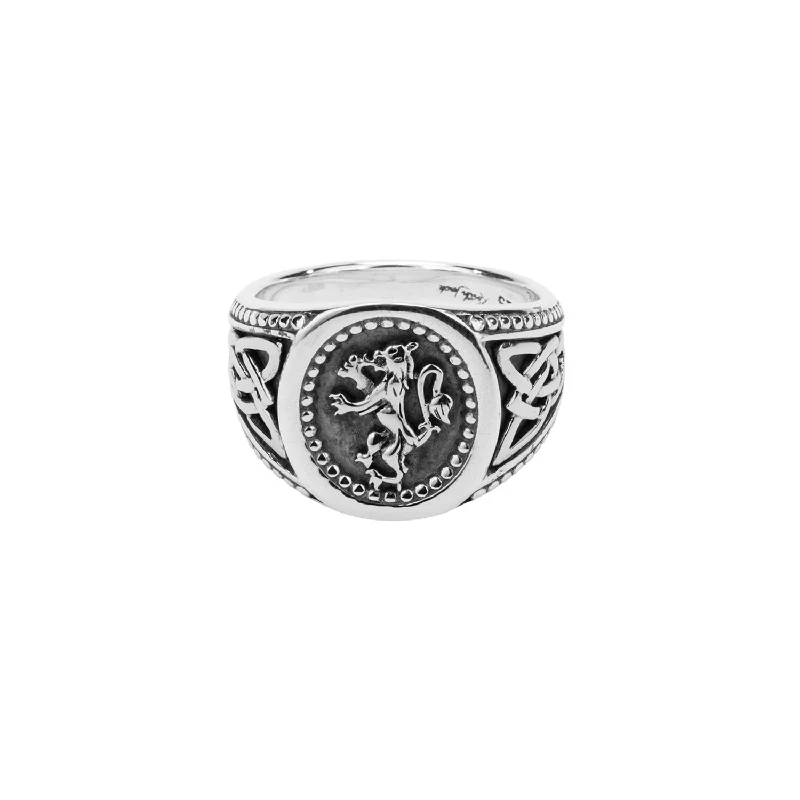 women’s rings with sapphires for engagement for men-Silver Lion Rampant Ring