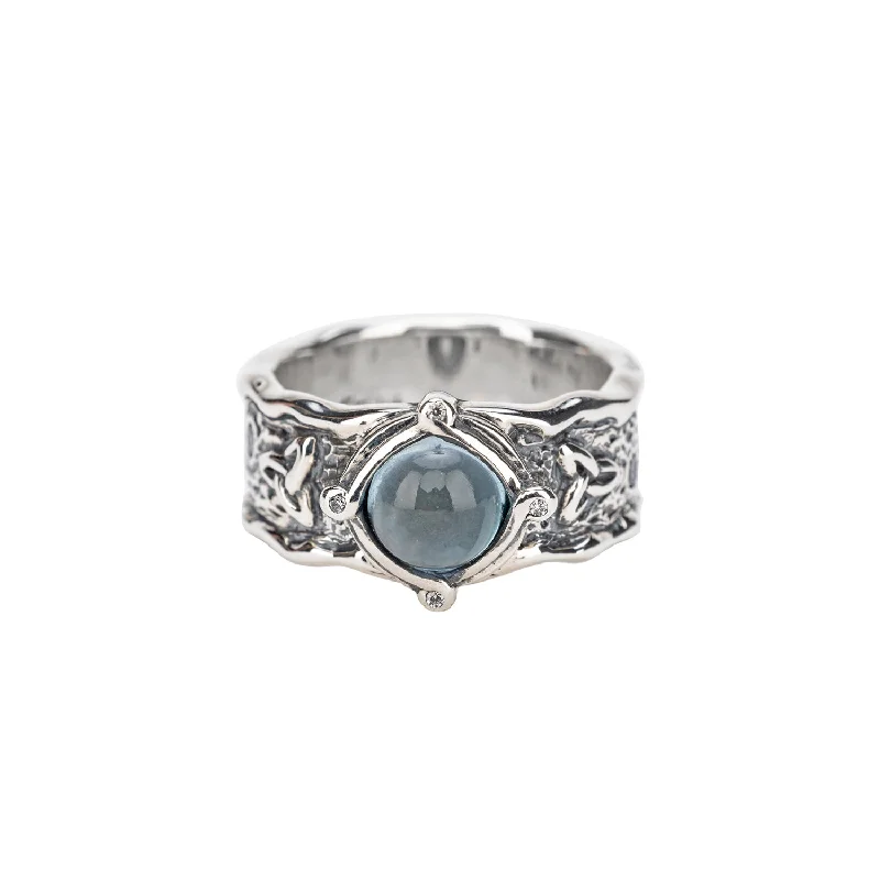 vintage wedding rings for women with sapphires and rubies-Silver Rocks 'n Rivers Ring - Sky Blue Topaz