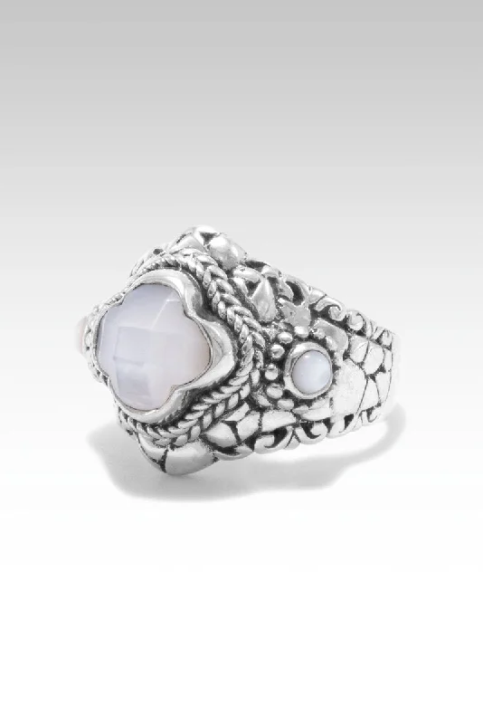 custom engagement rings for women with sapphires and rubies-Unity Ring™ in White Mother of Pearl