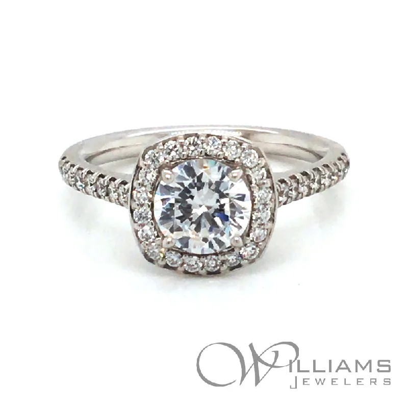 custom wedding bands for women with diamonds and sapphires-Williams Elevation 14 Karat Diamond Engagement Ring