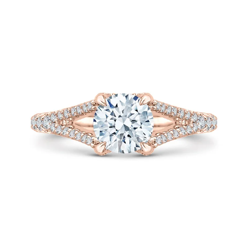 men’s engagement rings with sapphires for wedding-14K Rose Gold Round Diamond Engagement Ring with Split Shank