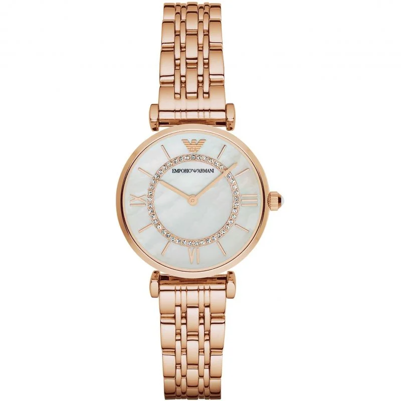 men's watches with bold faces and durable, adjustable bands -Armani Gianni T-Bar Rose Gold Plated Ladies Watch