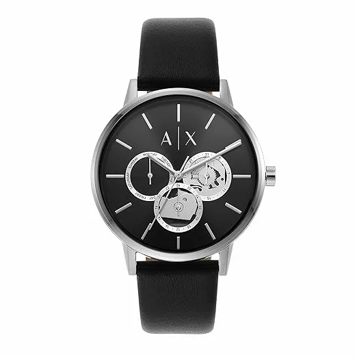 stylish men’s watches with bold, oversized faces and leather straps -Armani Exchange Multifunction Analog Watch for Men AX2745