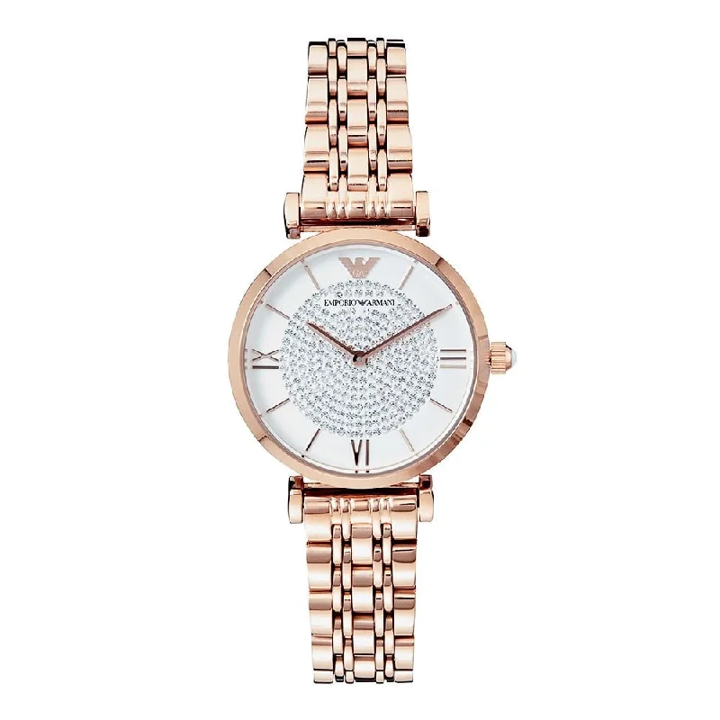 stylish watches for men with multifunctional faces and premium designs -Armani Gianni T-Bar Rose Gold Plated Ladies Watch