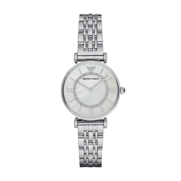 watches for women with durable construction and adjustable straps -Armani Gianni T-Bar Stainless Steel Ladies Watch