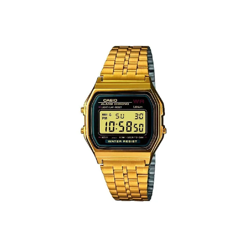 watches for men with heart rate monitoring and waterproof features -Casio Vintage Golden Digital Watch