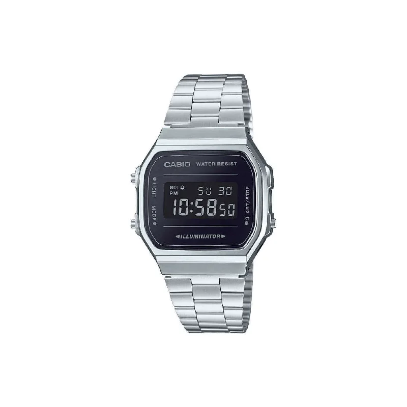 digital watches for men with fitness tracking and message alerts -Casio Vintage Silver Digital Watch