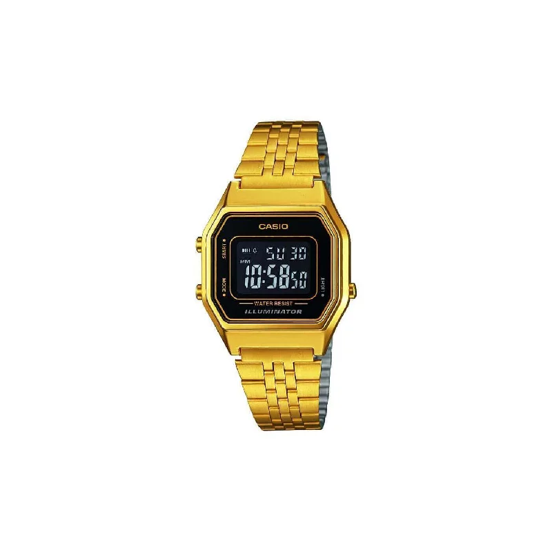 men's watches with luxury materials and sophisticated features -Casio Vintage Golden Black Dial Digital Watch