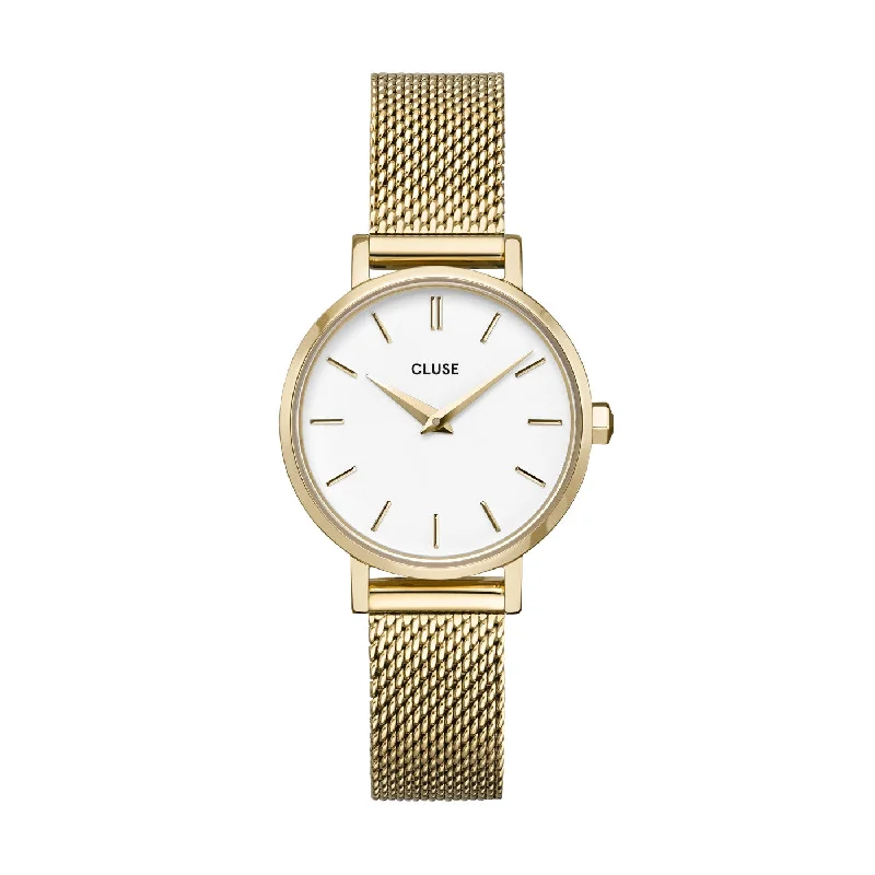 sport watches for women with customizable fitness apps and heart rate -Cluse Boho Chic Petite Gold Plated Mesh Strap Ladies Watch