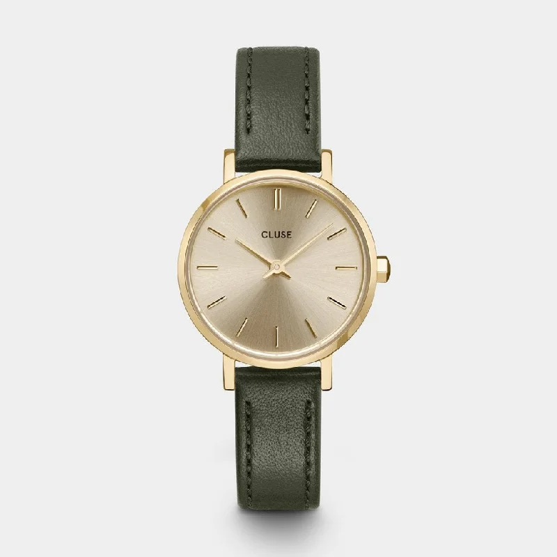 women’s watches with unique design features and modern aesthetics -Cluse Boho Chic Petite Leather Dark Green, Gold Colour