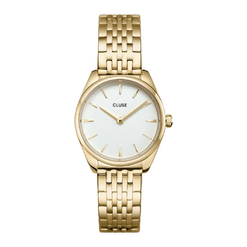 men's watches with classic faces and interchangeable silicone straps -Cluse Féroce Mini Watch Steel White, Gold Colour