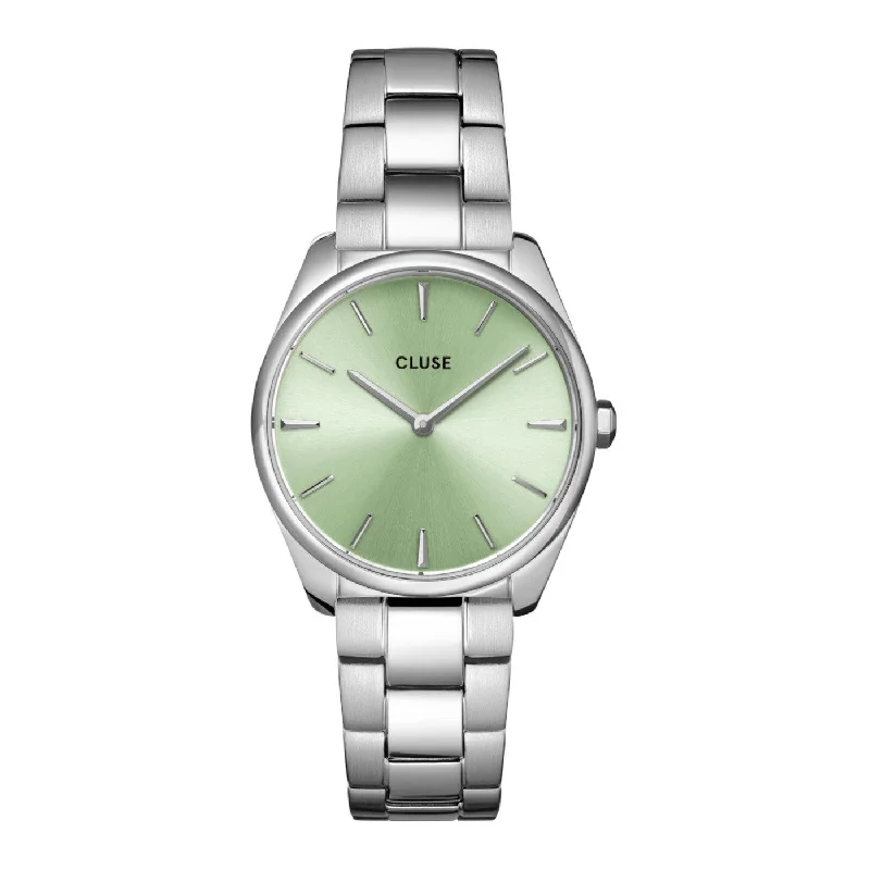 smartwatches for women with advanced sleep and fitness tracking features -Cluse Féroce Petite Watch Steel Green, Silver Colour