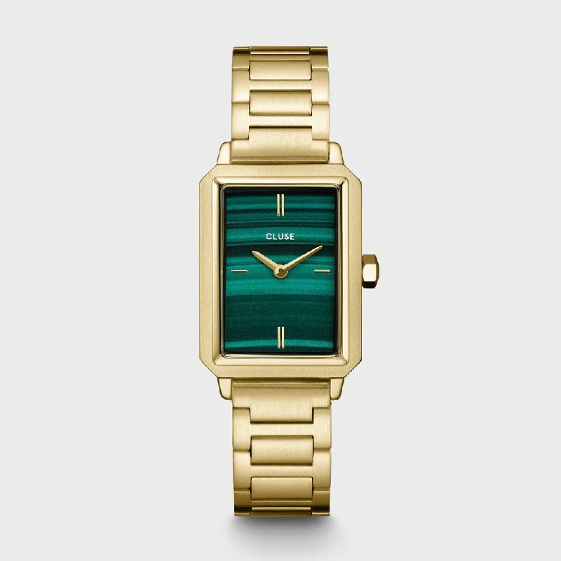 stylish watches for women with stainless steel mesh straps -Cluse Fluette Steel Green, Gold Colour