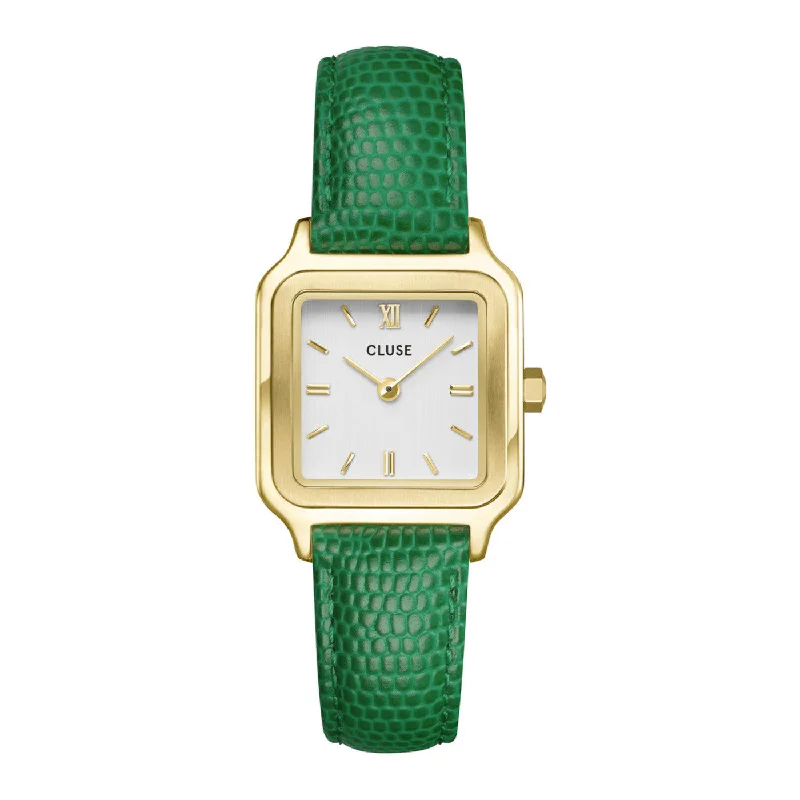 men’s watches with traditional designs and modern digital features -Cluse Gracieuse Petite Watch Leather, Emerald Green Lizard, Gold Colour