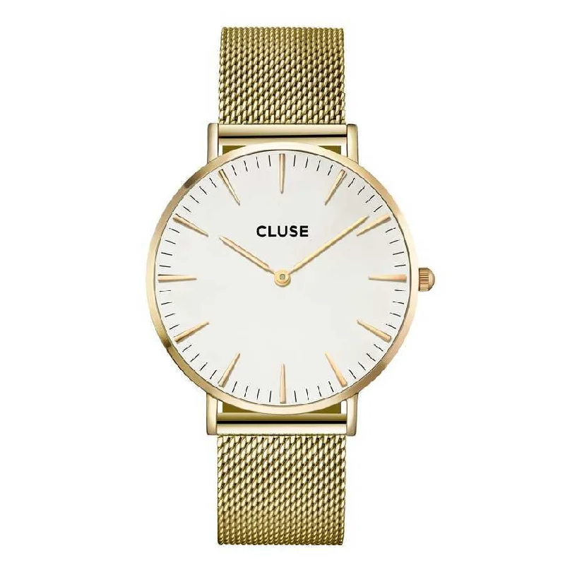 women's watches with minimalistic designs and slim metal bands -Cluse La Bohème Gold Mesh CW0101201009