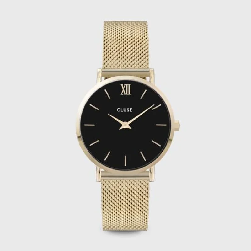 watches for men with heart rate monitoring and waterproof features -Cluse Minuit Gold Mesh CW0101203017