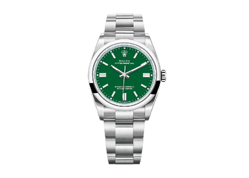 high-end watches for men with vintage-inspired designs and leather bands -Rolex Oyster Perpetual 36mm 126000 Oystersteel Green Dial