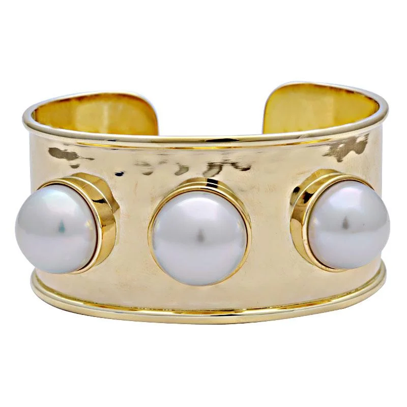 women’s vintage engagement rings with emeralds-Cuff Bangle-South Sea Pearl  (2114C)