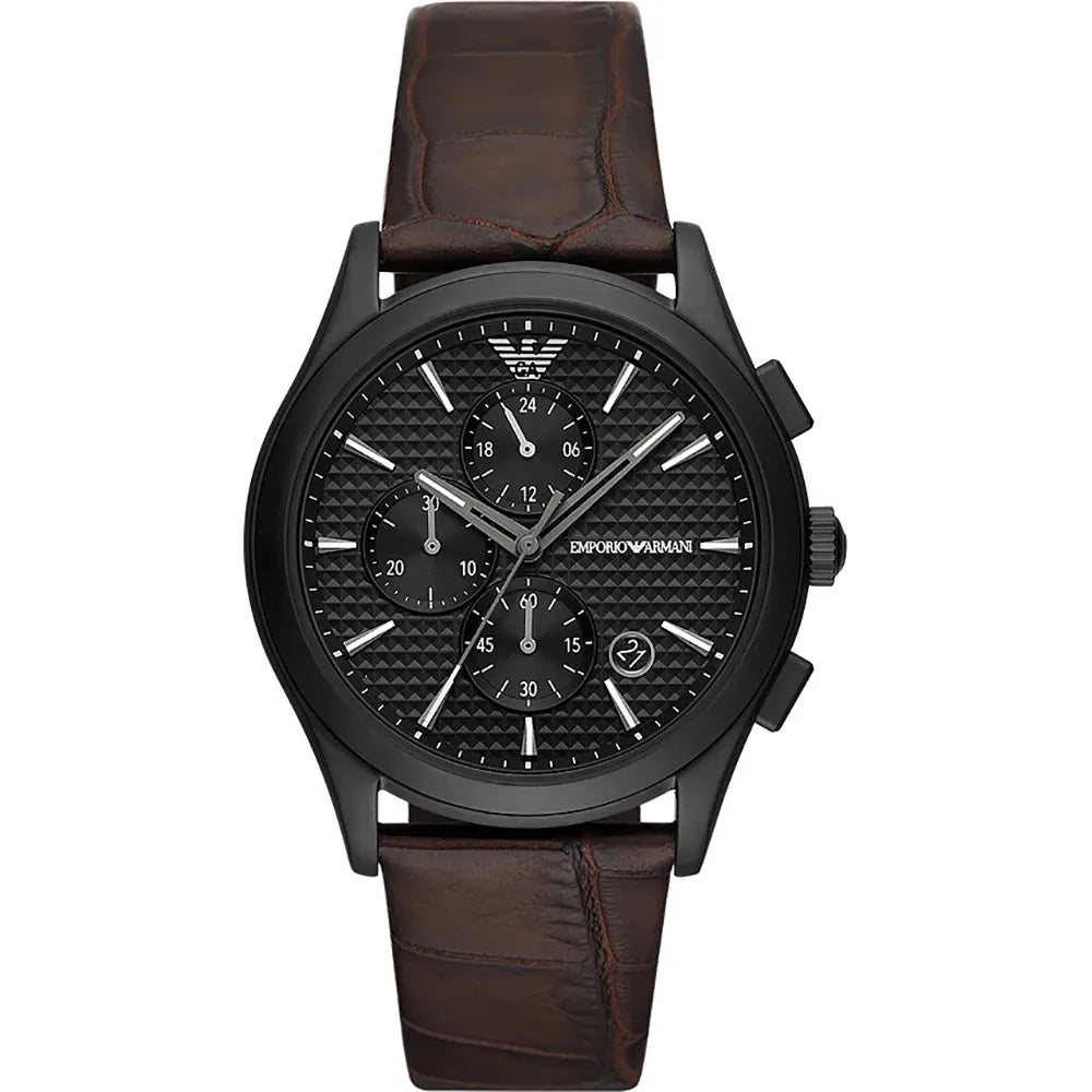 luxury women's watches with interchangeable leather and metal bands -Emporio Armani - Gents Chronograph Black Dial Watch